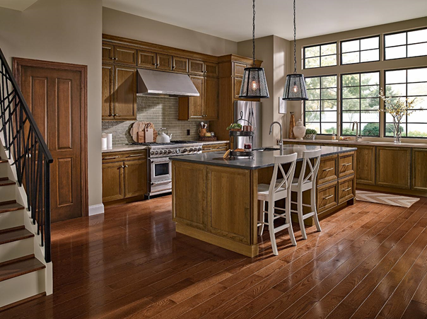 Kitchen with dark soapstone countertop